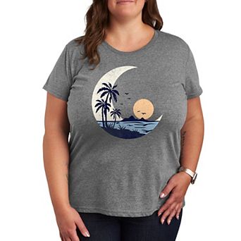 Plus Moon Beach Scene Graphic Tee
