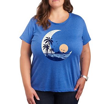 Plus Moon Beach Scene Graphic Tee