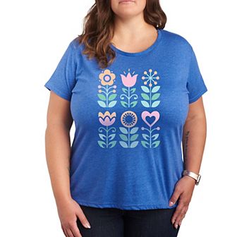 Plus Scandinavian Flowers Graphic Tee
