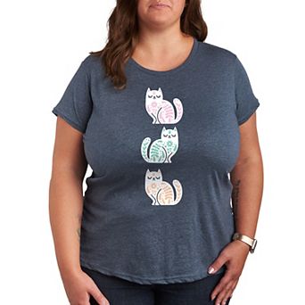 Plus Scandinavian Cats Graphic Tee