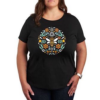 Plus Scandinavian Bee Circular Design Graphic Tee