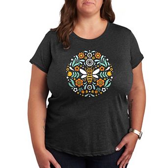Plus Scandinavian Bee Circular Design Graphic Tee