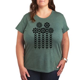 Plus Scandinavian Flowers Graphic Tee