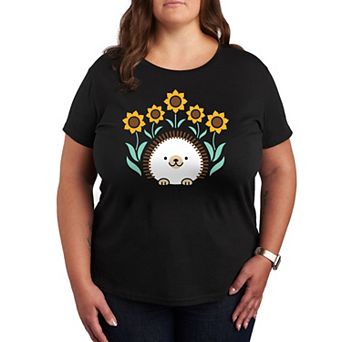 Plus Hedgehog And Sunflowers Graphic Tee