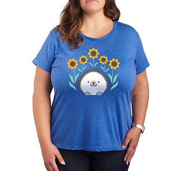 Plus Hedgehog And Sunflowers Graphic Tee