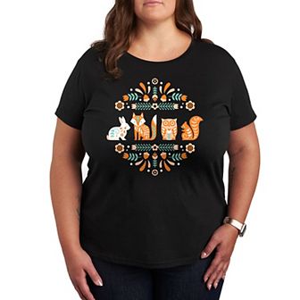 Plus Scandinavian Woodland Creatures Graphic Tee