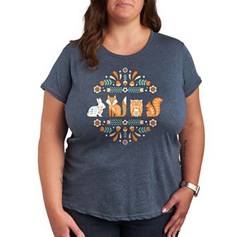 Plus Scandinavian Woodland Creatures Graphic Tee