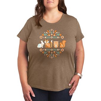 Plus Scandinavian Woodland Creatures Graphic Tee