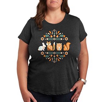 Plus Scandinavian Woodland Creatures Graphic Tee