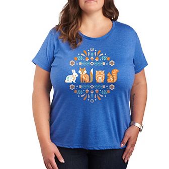 Plus Scandinavian Woodland Creatures Graphic Tee