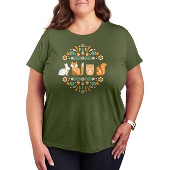 Plus Scandinavian Woodland Creatures Graphic Tee