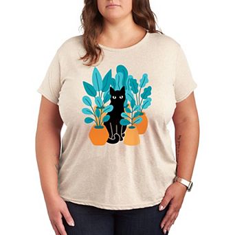 Plus Black Cat Plants Graphic Tee