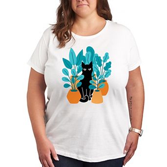 Plus Black Cat Plants Graphic Tee