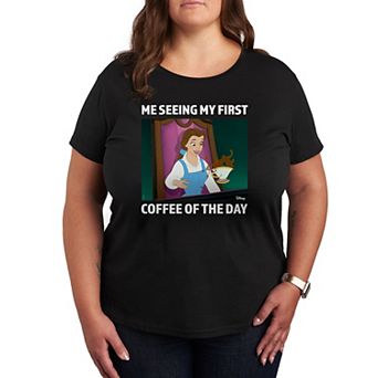 Disney Princess Belle Plus First Coffee Of The Day Meme Graphic Tee