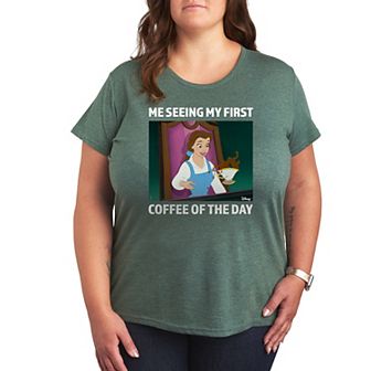 Disney Princess Belle Plus First Coffee Of The Day Meme Graphic Tee