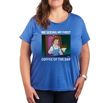 Disney Princess Belle Plus First Coffee Of The Day Meme Graphic Tee