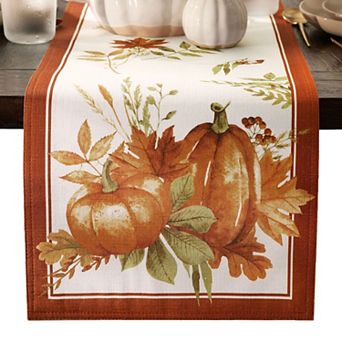 Elrene Home Fashions Autumn Pumpkin Grove Fall Table Runner, 13"X70"