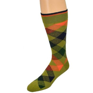Dress Casual Combed Cotton Crew Argyle Socks