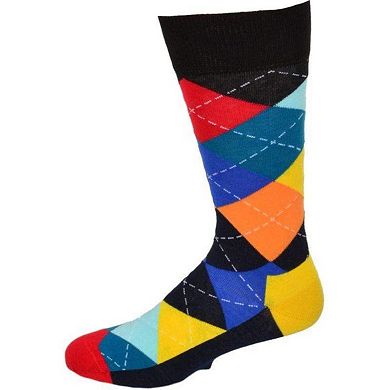 Men's Colorful Crew Socks In Combed Cotton (3 Pair Packs)