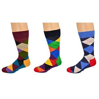 Men's Colorful Crew Socks In Combed Cotton (3 Pair Packs)