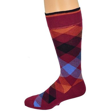 Men's Combed Cotton Socks - Argyle Pattern (3 Pair Packs)