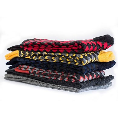 Men's Combed Cotton Crew Socks - Diamond Pattern 3 Pair Packs