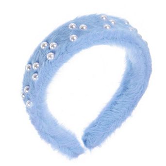 Fluffy Fuzzy Headband Solid Color Hair Band Faux Pearl Hair Bands