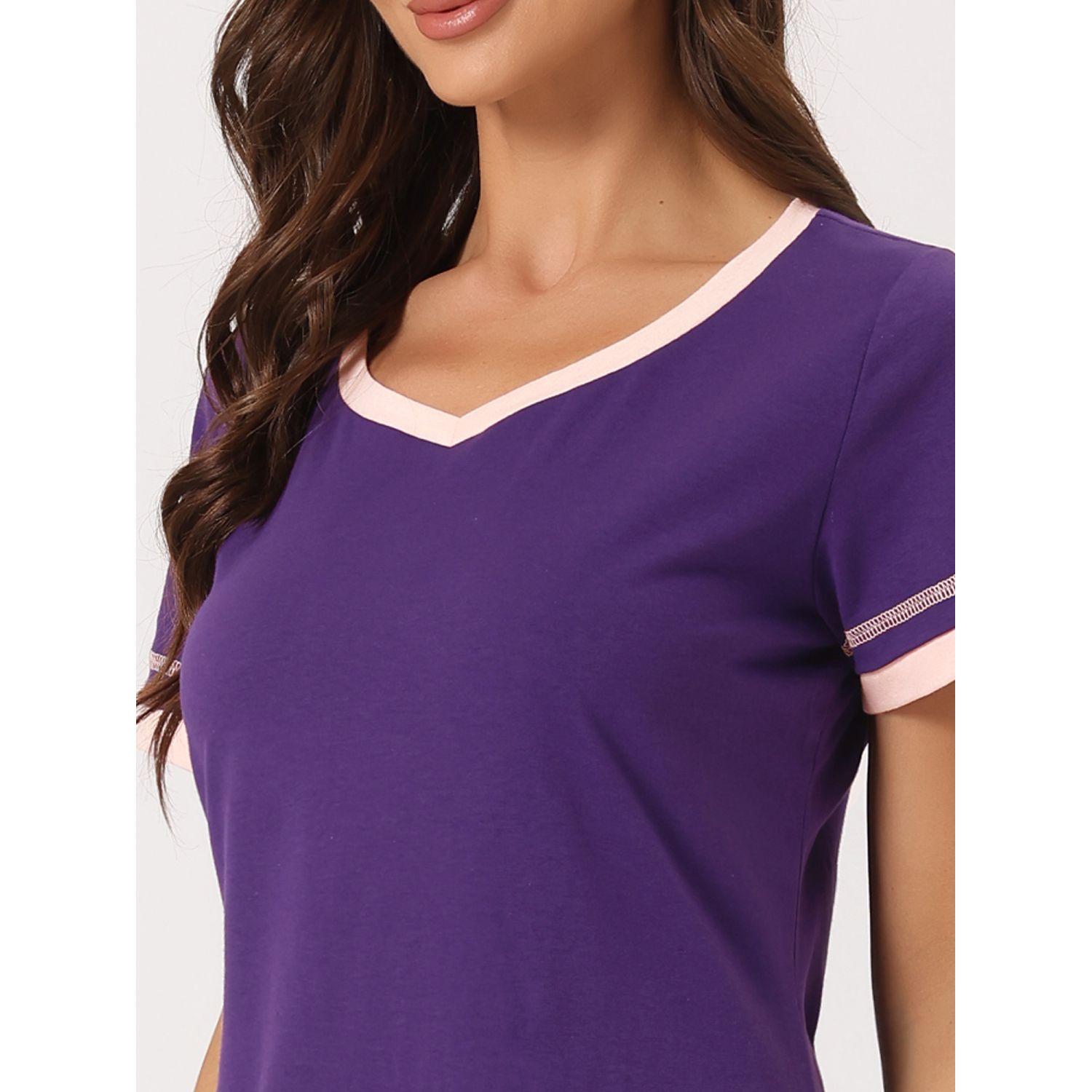 NACHILA Women's Nightgown - Viscose Bamboo Sleep Dress, Short Sleeve V-Neck, Sizes S-4XL - View #12