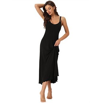 Women's Lingerie Nighties Pajama Dress Back Full Slip Camisole Midi Nightgowns