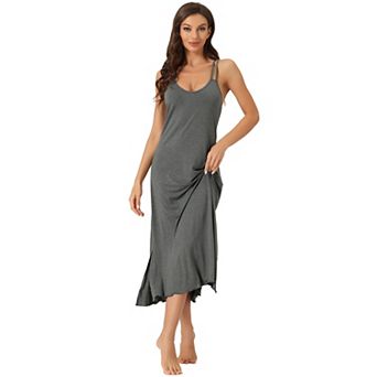 Women's Lingerie Nighties Pajama Dress Back Full Slip Camisole Midi Nightgowns