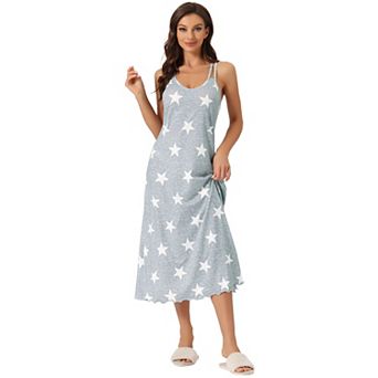 Women's Lingerie Nighties Pajama Dress Back Full Slip Camisole Midi Nightgowns