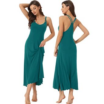 Women's Lingerie Nighties Pajama Dress Back Full Slip Camisole Midi Nightgowns