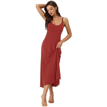 Women's Lingerie Nighties Pajama Dress Back Full Slip Camisole Midi Nightgowns