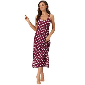 Women's Lingerie Nighties Pajama Dress Back Full Slip Camisole Midi Nightgowns