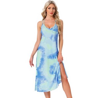 Women's Lingerie Nighties Pajama Dress Back Full Slip Camisole Midi Nightgowns