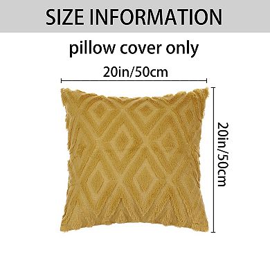 Shaggy Plush Faux Fur Throw Patterned Pillow Covers 2 Pcs 20" X 20"