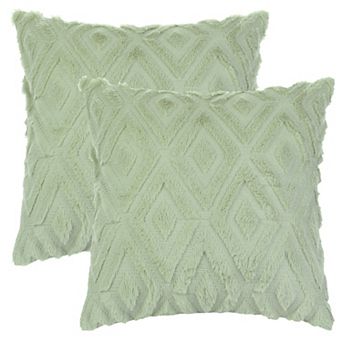 Shaggy Plush Faux Fur Throw Patterned Pillow Covers 2 pc 20" X 20"