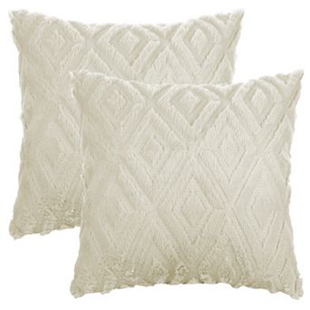 Shaggy Plush Faux Fur Throw Patterned Pillow Covers 2 pc 20" X 20"
