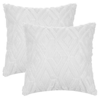 Shaggy Plush Faux Fur Throw Patterned Pillow Covers 2 pc 20" X 20"
