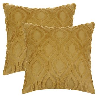 Shaggy Plush Faux Fur Throw Patterned Pillow Covers 2 pc 20" X 20"