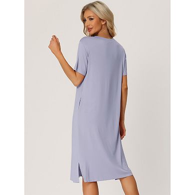 Women's Casual Short Sleeve T-shirt Dress Nightshirt Nightgown Basic Sleepwear Midi Shirtdress