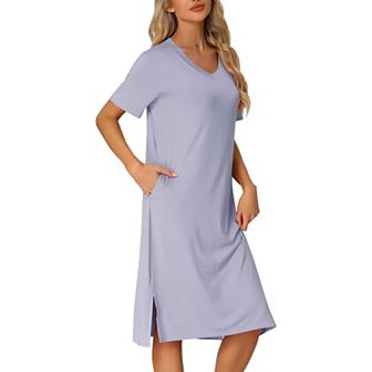 Women's Casual Short Sleeve T-shirt Dress Nightshirt Nightgown Basic Sleepwear Midi Shirtdress