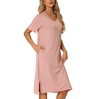 Women's Casual Short Sleeve T-shirt Dress Nightshirt Nightgown Basic Sleepwear Midi Shirtdress