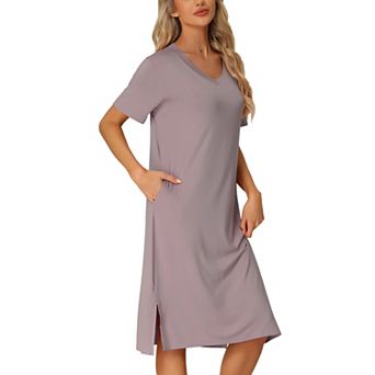 Women's Casual Short Sleeve T-shirt Dress Nightshirt Nightgown Basic Sleepwear Midi Shirtdress