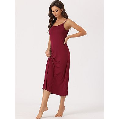 Women's Cami Tank Dress Sleeveless Spaghetti Strap Midi Sleepdress Nightgown