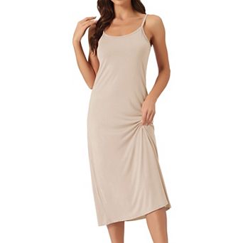 Women's Cami Tank Dress Sleeveless Spaghetti Strap Midi Sleepdress Nightgown