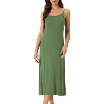 Women's Cami Tank Dress Sleeveless Spaghetti Strap Midi Sleepdress Nightgown