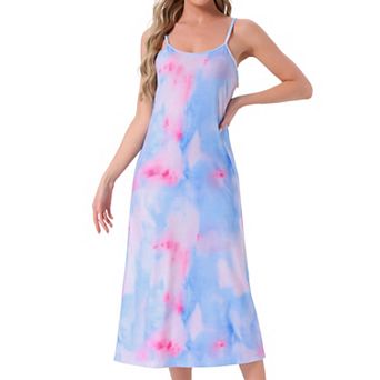 Women's Cami Tank Dress Sleeveless Spaghetti Strap Midi Sleepdress Nightgown