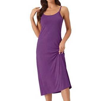 Women's Cami Tank Dress Sleeveless Spaghetti Strap Midi Sleepdress Nightgown