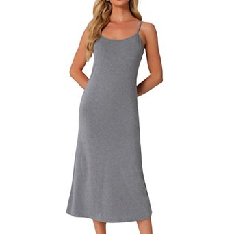 Women's Cami Tank Dress Sleeveless Spaghetti Strap Midi Sleepdress Nightgown